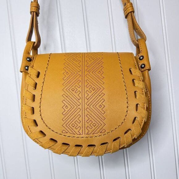 Lucky Brand Wind Genuine Leather Crossbody Purse Bag Sand Brown Rebecca Bannon - Picture 1 of 16